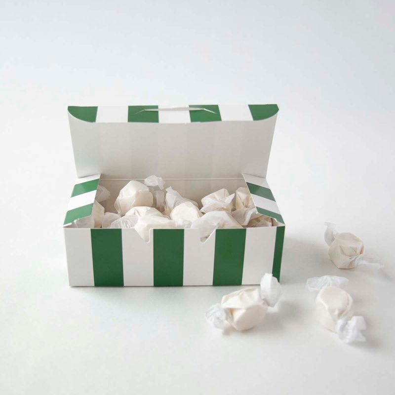 Half-Pound Green Striped Candy Box