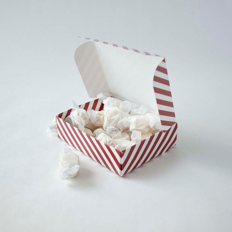 Quarter-Pound Flat Diagonal Peppermint Striped Candy Box