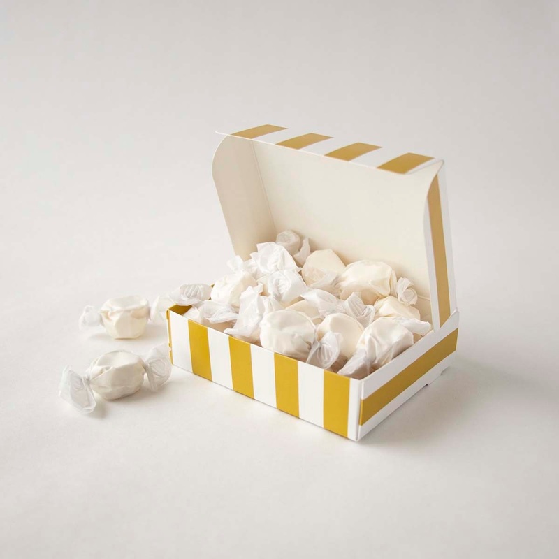 Quarter-Pound Flat Gold Stripes Candy Box