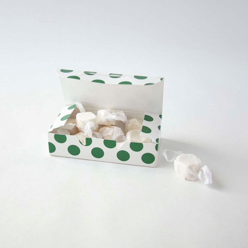 Quarter-Pound Green Polka Dot Candy Box