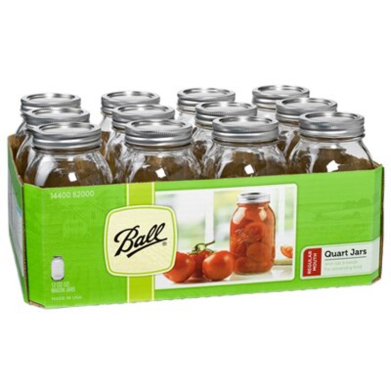 Ball Quart Canning Jars – Regular Mouth – Pack of 12
