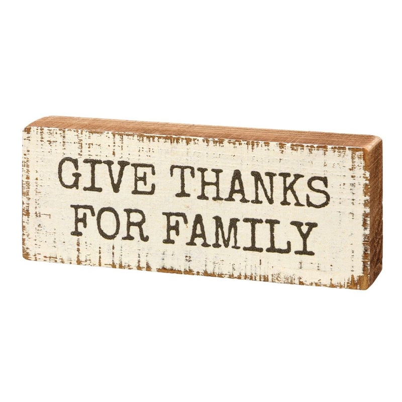 Give Thanks For Family Block Sign