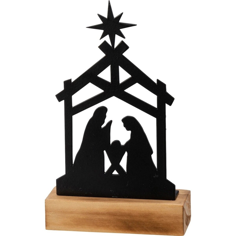 Metal & Wood Nativity Shelf Sitter