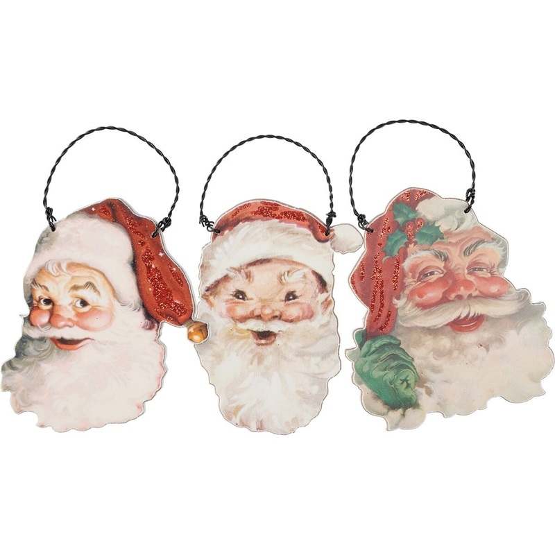 Vintage Santa Ornament Set of 3
