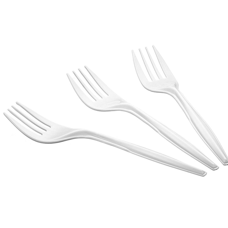 White Plastic Fork- Medium