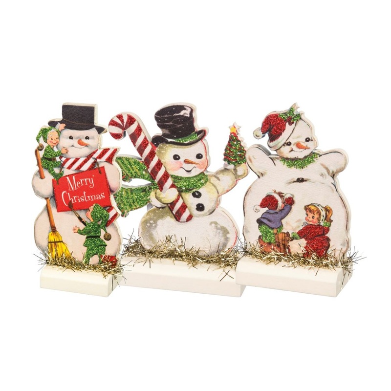 Retro Snowmen Stand Up Set