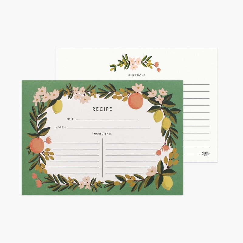 Citrus Floral Recipe Cards – 12 Pack