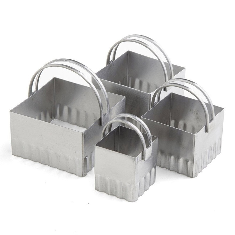 Ripple Square Biscuit Cutters – Set of 4