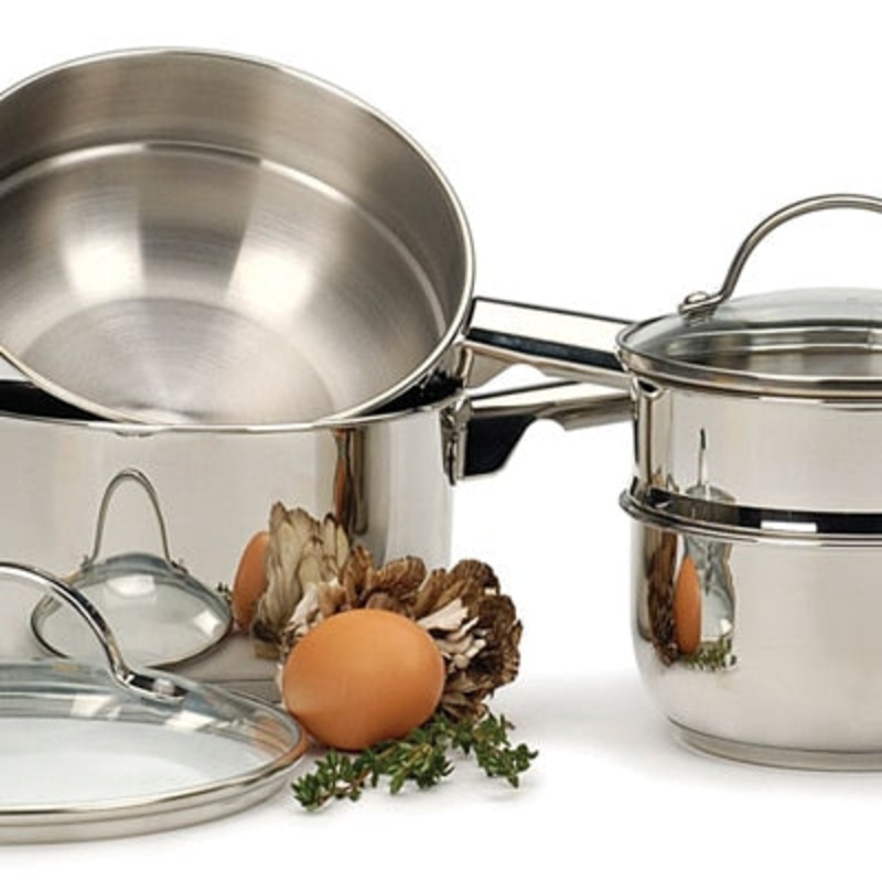 Stainless Steel Double Boiler with Glass Lid – 1 Qt.
