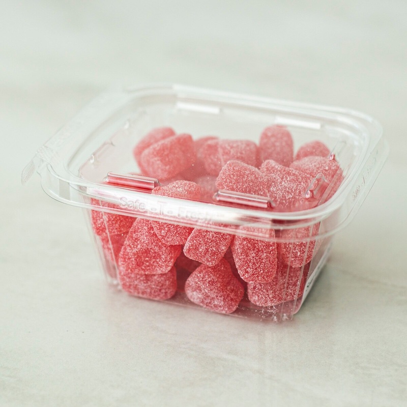 Sour Cherry Jelly Hearts – 12 Oz Container