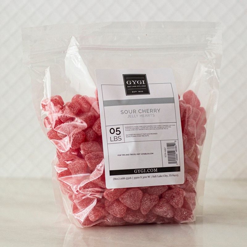 Sour Cherry Jelly Hearts – 5 Lb. Bag