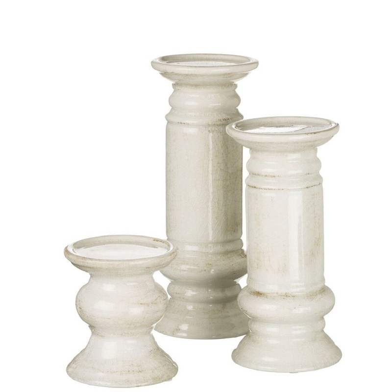 5 Distressed Rustic Ceramic Pillar Candle Holder
