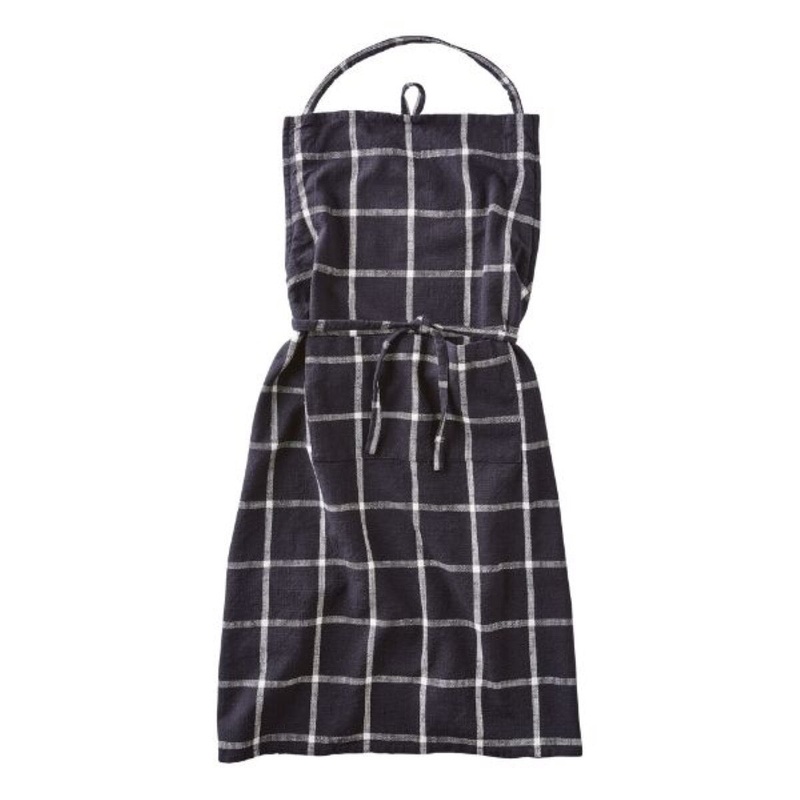 Classic Check Slub Apron – black