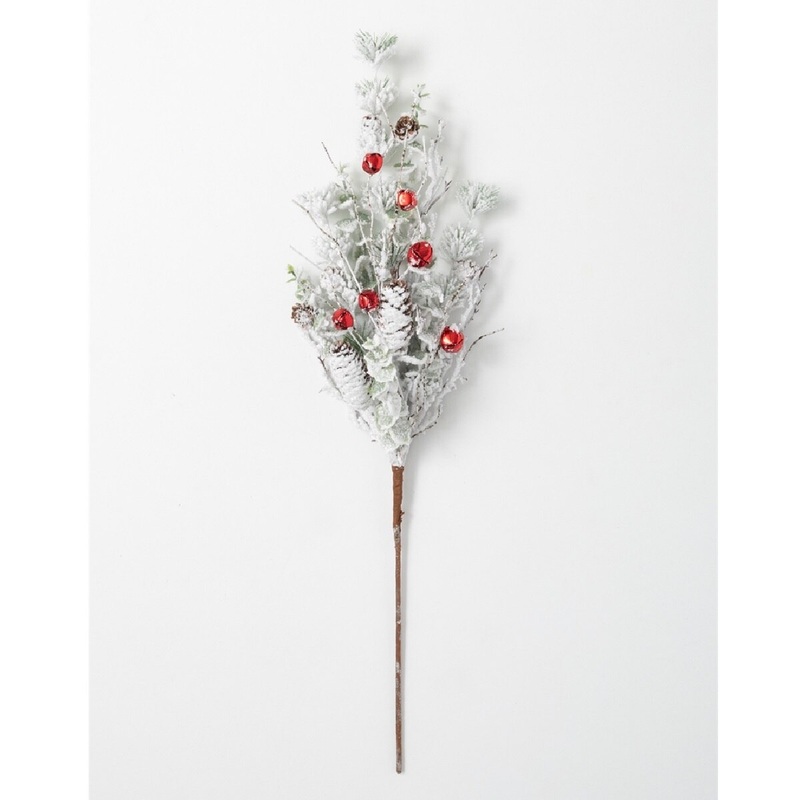 Flocked Pine/Bell Spray
