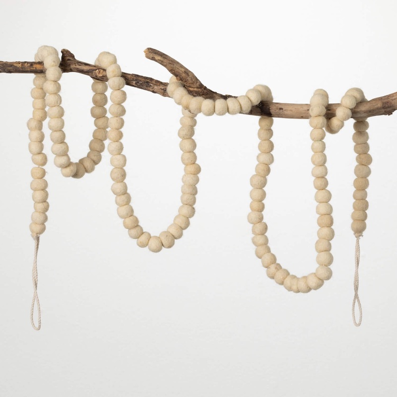 Wool Ball Felt Garland – Cream