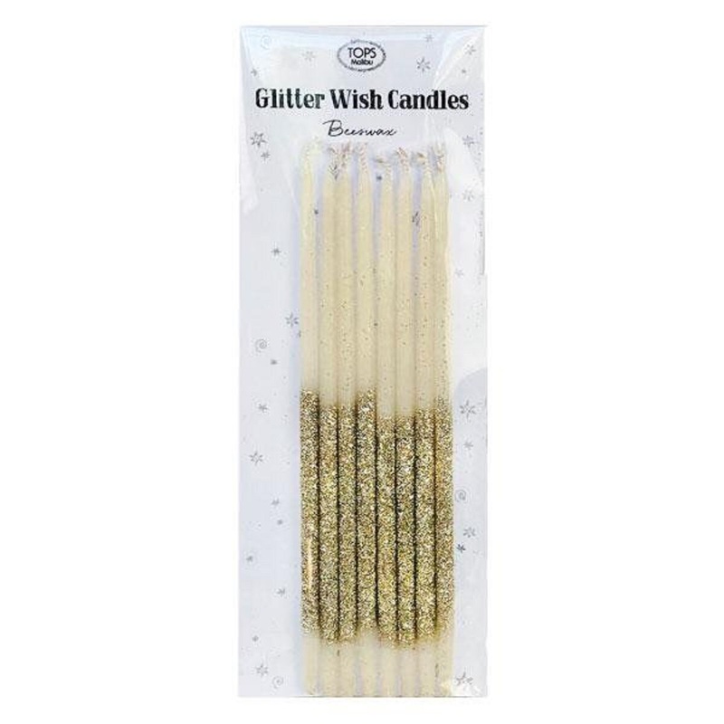 6 Glitter Wish Candles Beeswax Gold