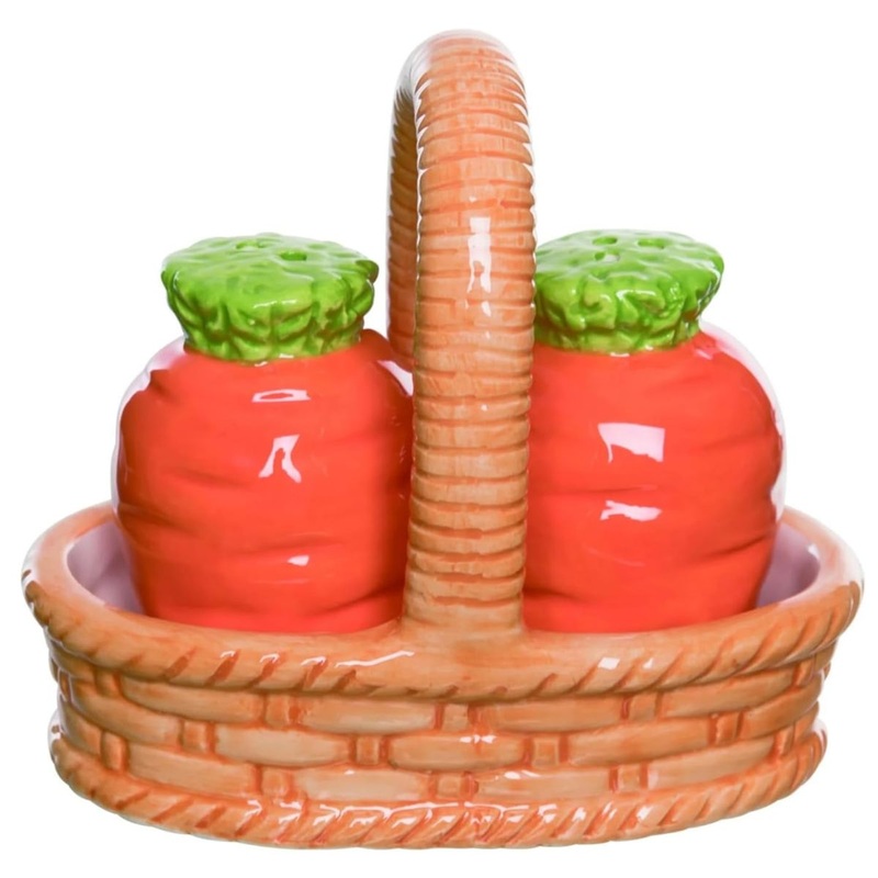 Orange Easter Carrots In Basket Salt and Pepper Shaker Set