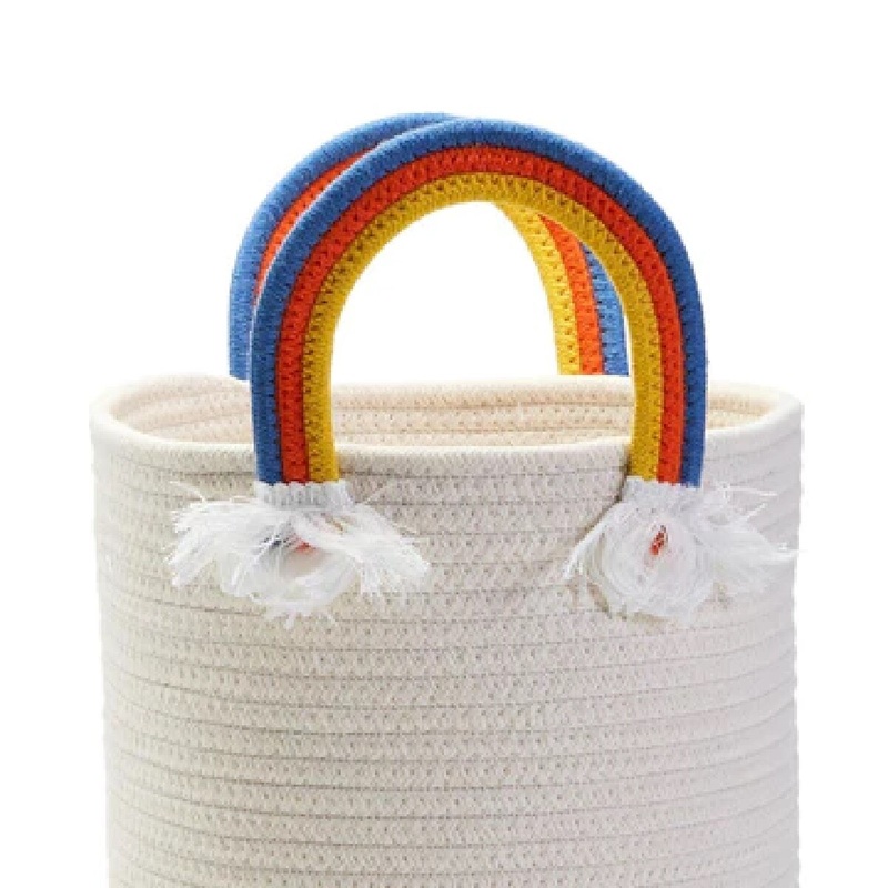 Rainbow Handle Hand-Crafted Rope Basket- Small