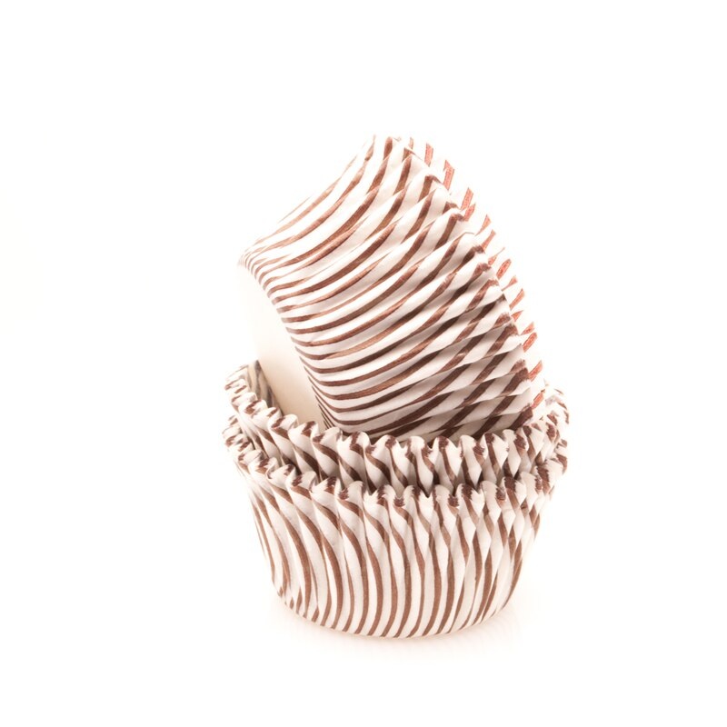 Brown Pisa Stripe Baking Cups 50 ct. – Mini Size
