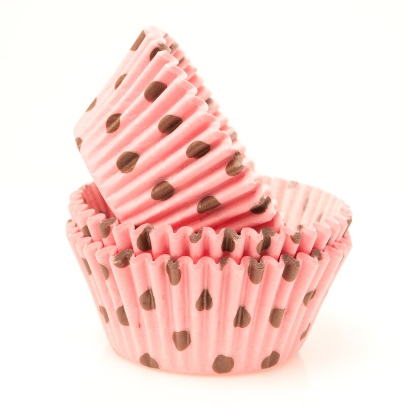 Pink/Brown Polka Dot Baking Cups 50 ct. – Standard Size