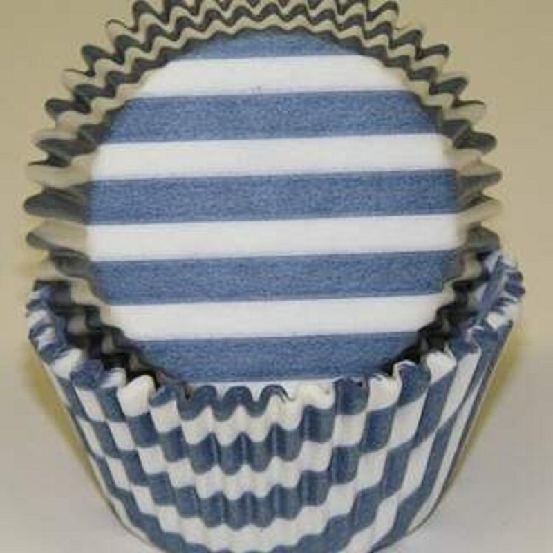 Steel Blue Stripes Baking Cups