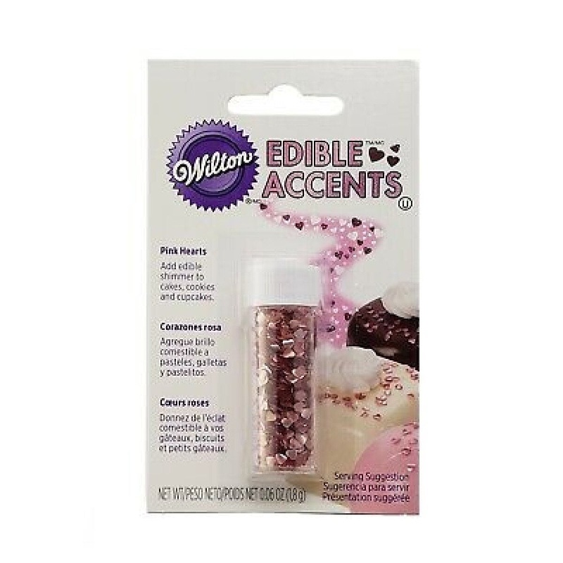 Wilton Pink Heart Edible Accents – 0.06 Oz.