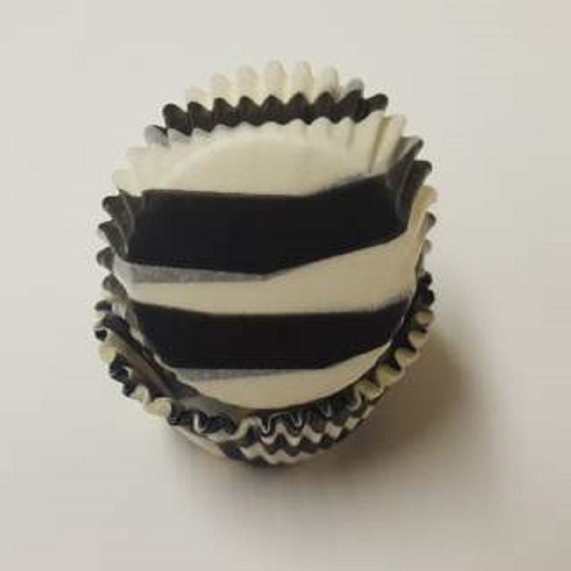 Zebra Black Mini Baking Cups