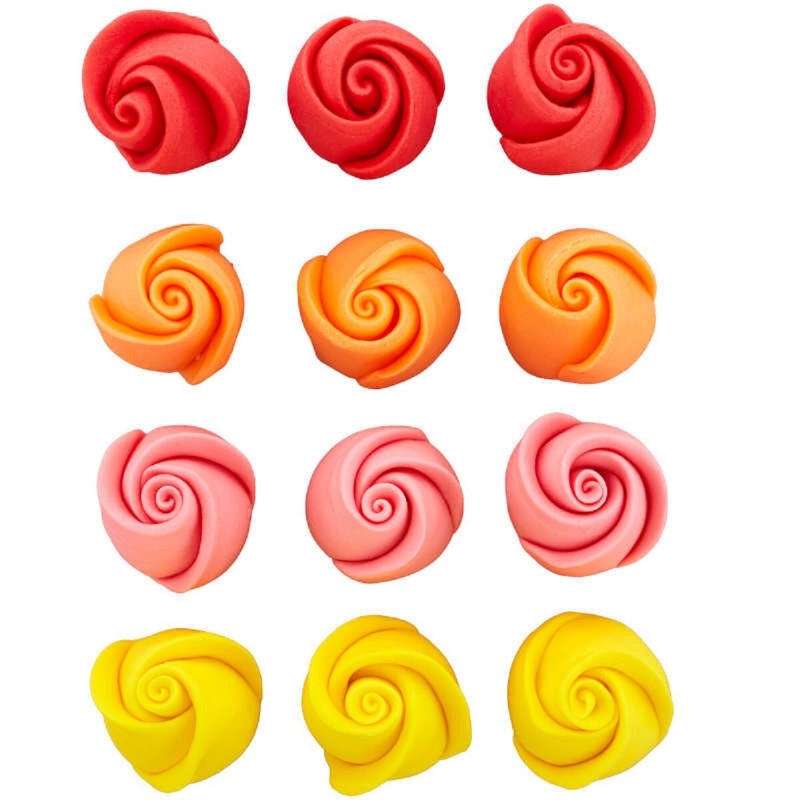 Bright Rosebuds Royal Icing Decorations