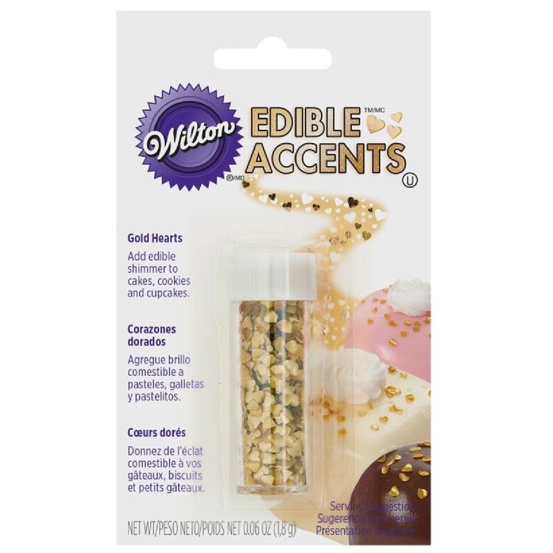 Wilton Gold Heart Edible Accents – 0.06 oz.