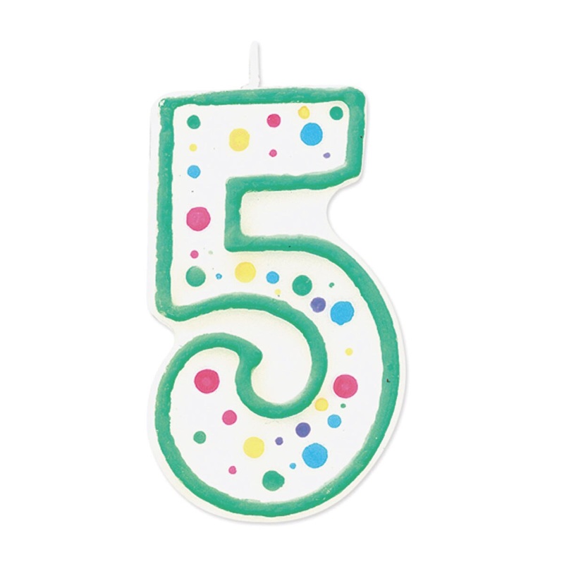 Wilton Green Numeral Candle 5
