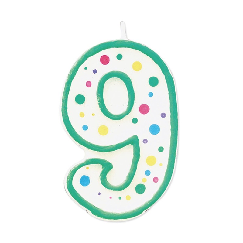 Wilton Green Numeral Candle 9