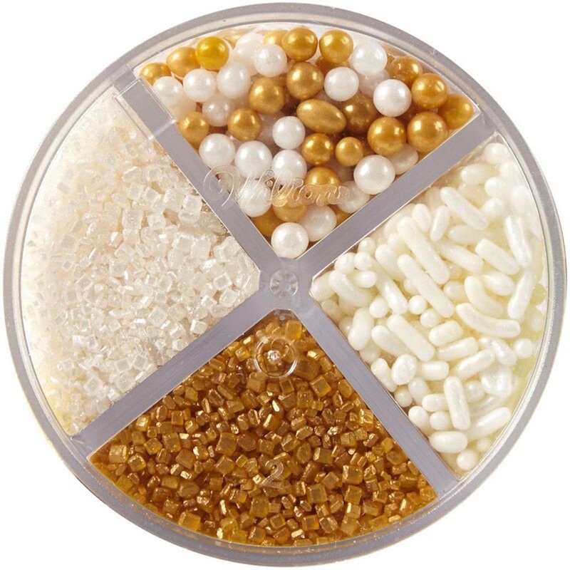 Wilton Pearlized Gold Sprinkle 4-Cell Assortment – 3.8 oz.