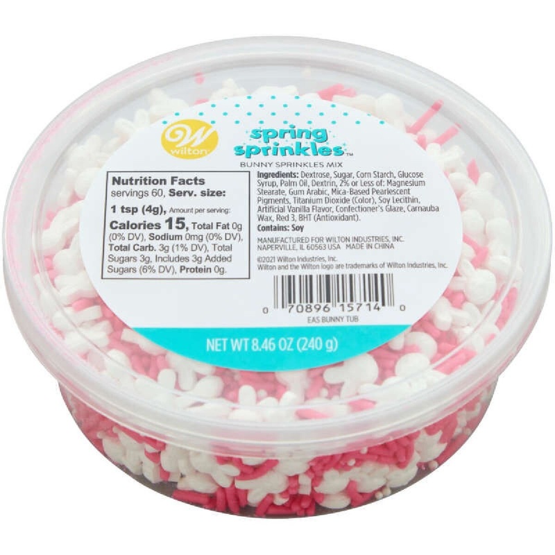 Bright Pink and White Easter Bunny and Jimmies Sprinkle Mix
