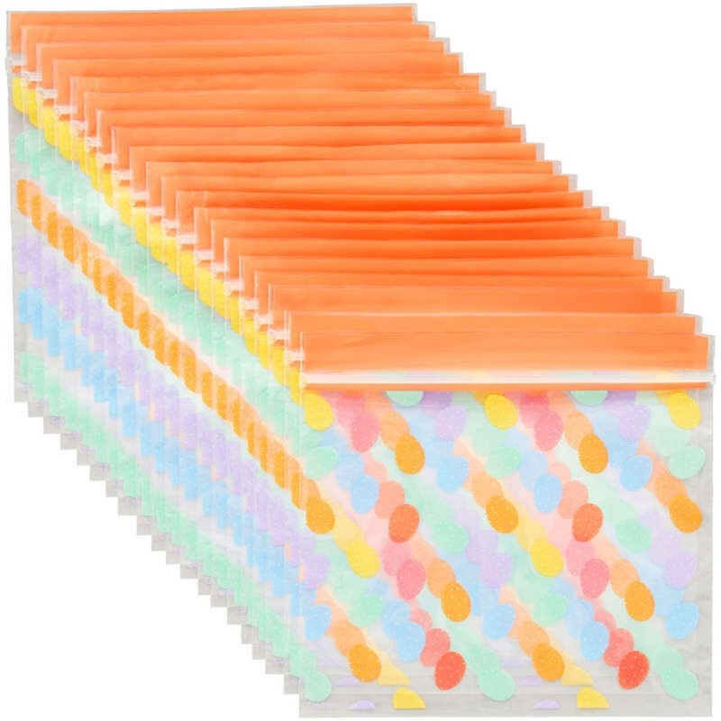 Colorful Easter Eggs Clear Resealable Spring Treat Bags