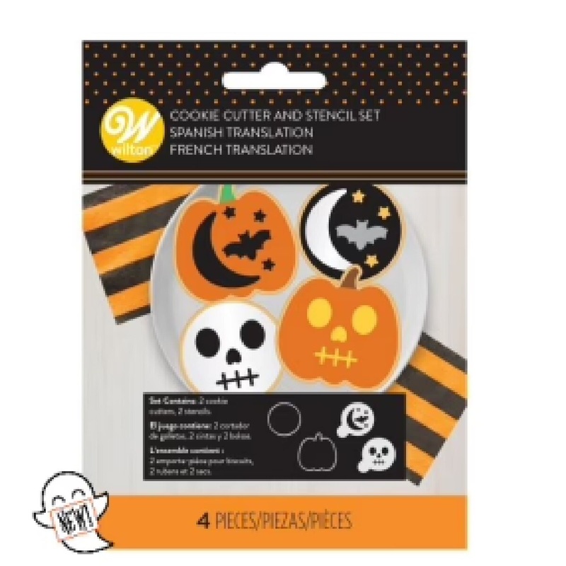 Pumpkin and Circle Halloween cookie cutter and Stencil Set
