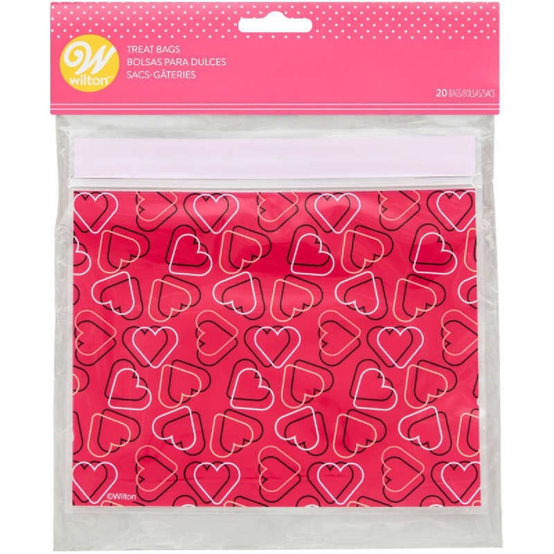 Red Heart Pattern Resealable Treat Bags