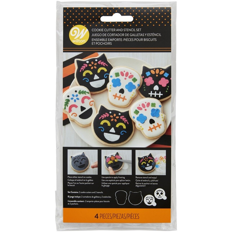 Skull & Cat Cookie Cutter & Stencil Kit