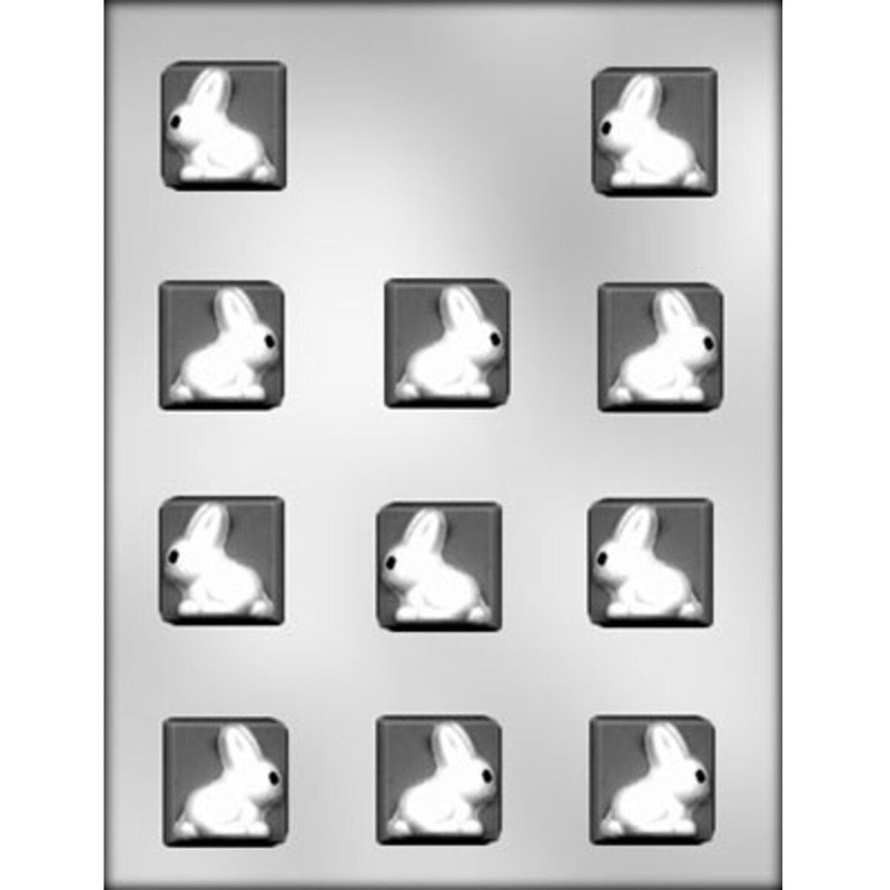 Candy Mold Bunny On A Square 1 1/4(dis)