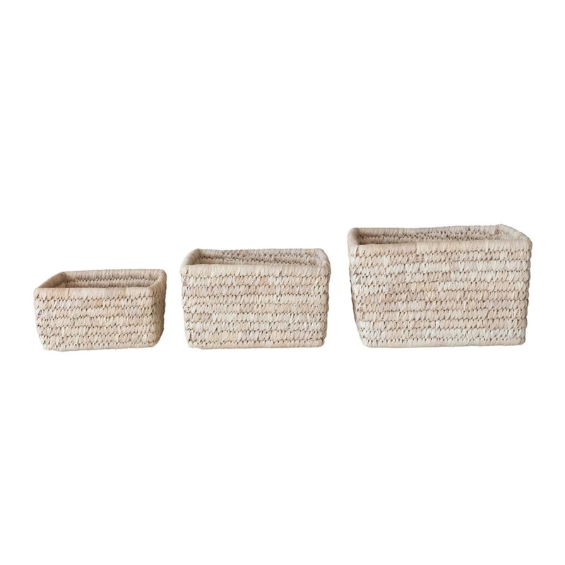Hand-Woven Grass & Date Leaf Basket