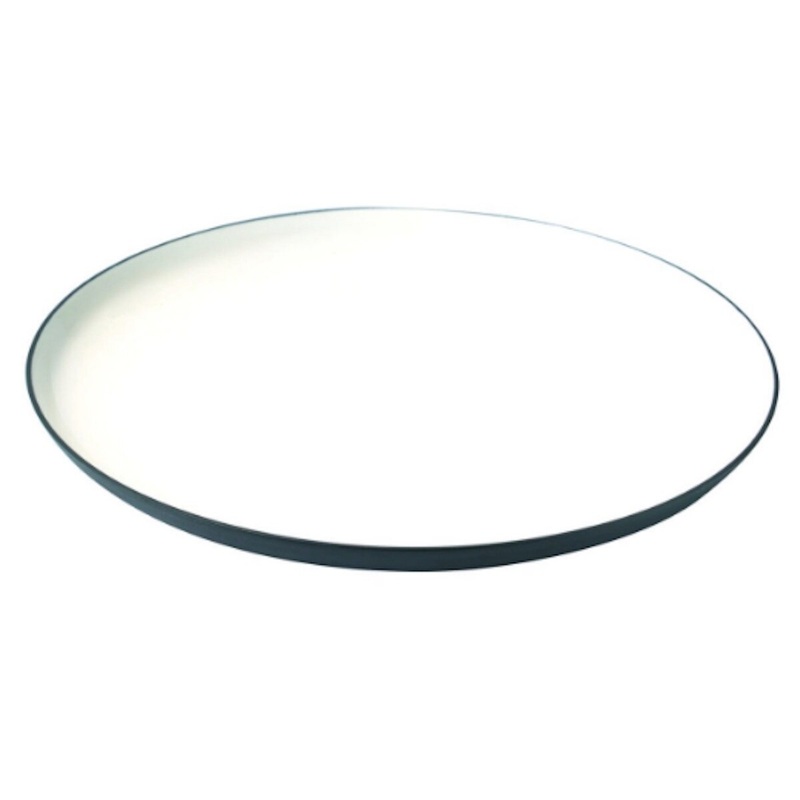 Aluminum & White Enamel Round Platter – Large