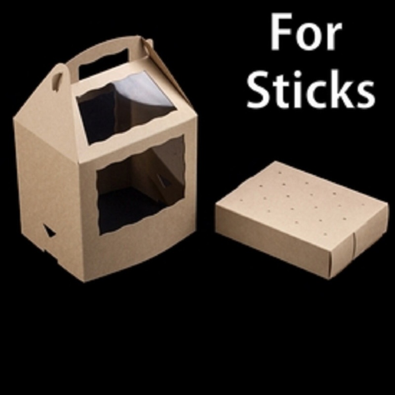 Brown Cake Pop Box Set for Sticks 8.5 x 6 x 8