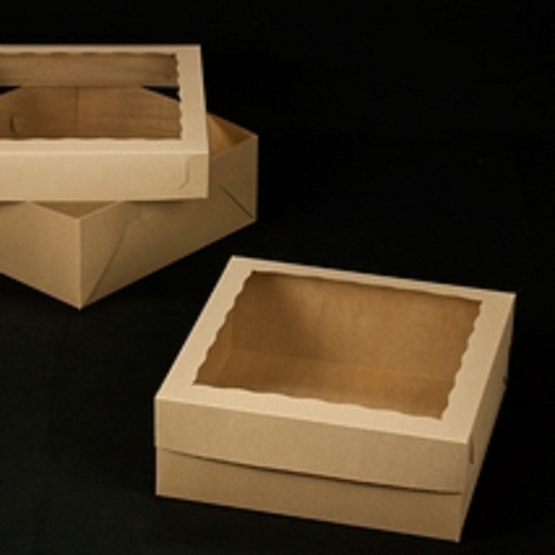 Brown Lock and Tab Box Set with Window 16x 16 x 6