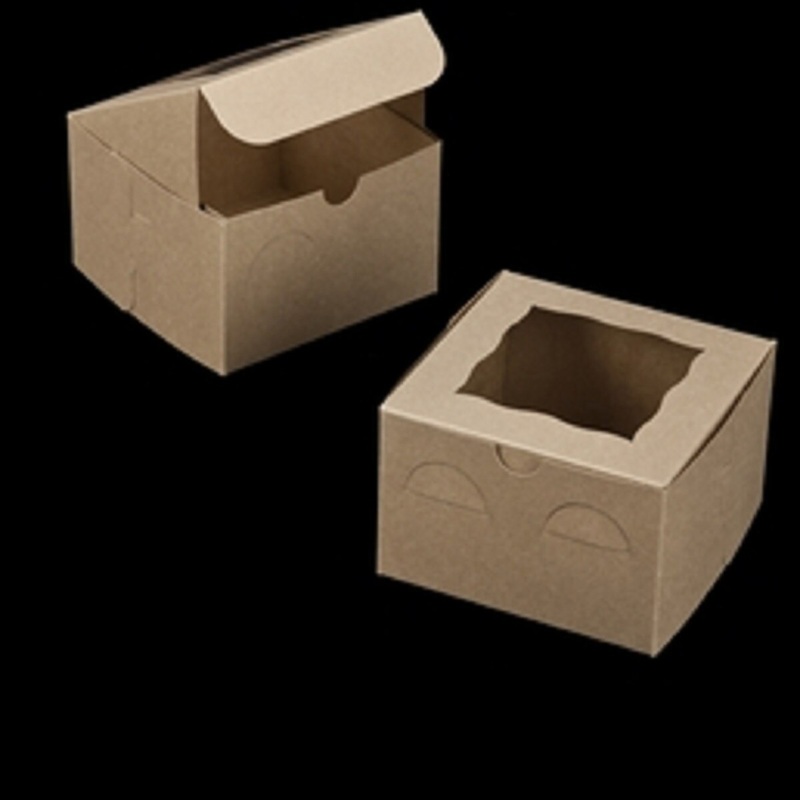 Brown Lock & Tab Box with Window 6 x 6 x 4