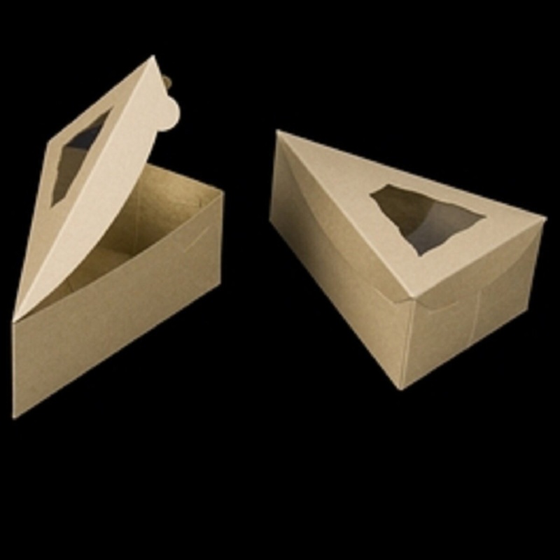 Brown Pie Slice Box with Window 6.375 x 4.25 x 2.5