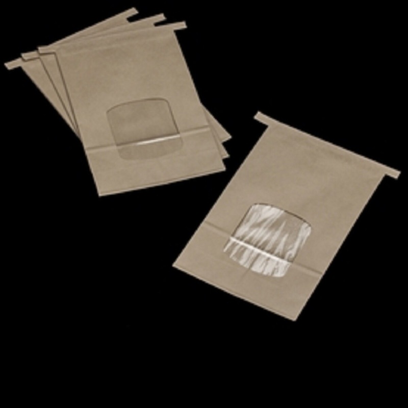 Kraft/Poly Tin Tie Window Bag 6 x 2.75 x 9.5