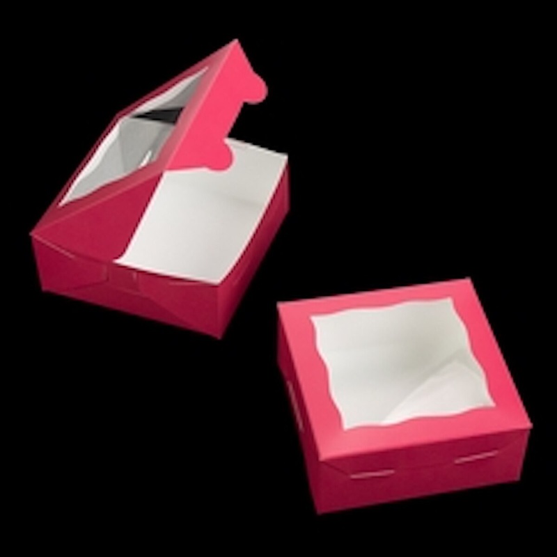 Pink Cake Box With Window – 6 X 6 X 2.5