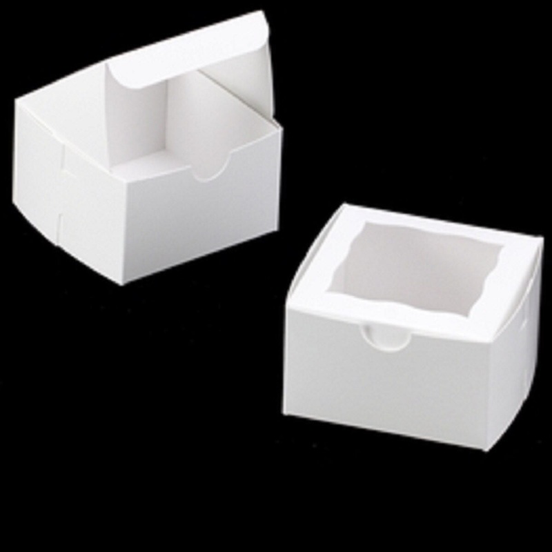 White Lock & Tab Box with Window 4 x 4 x 2.5
