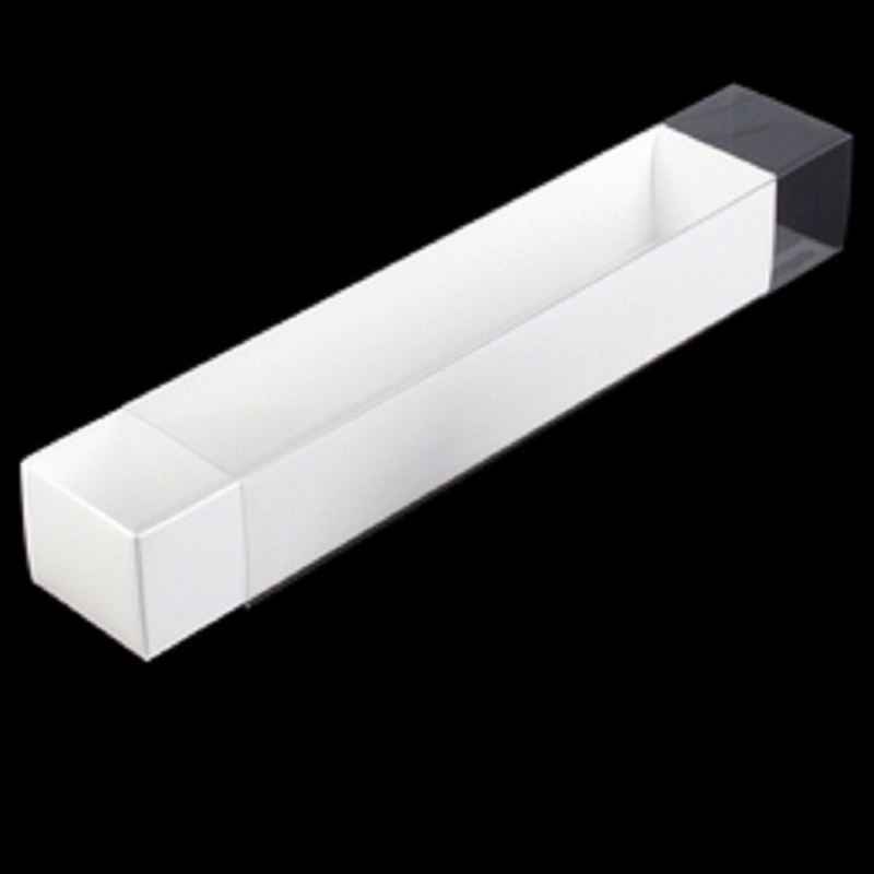 White Macaron Box Base with Clear Sleeve Set 12 x 2.25 x 2