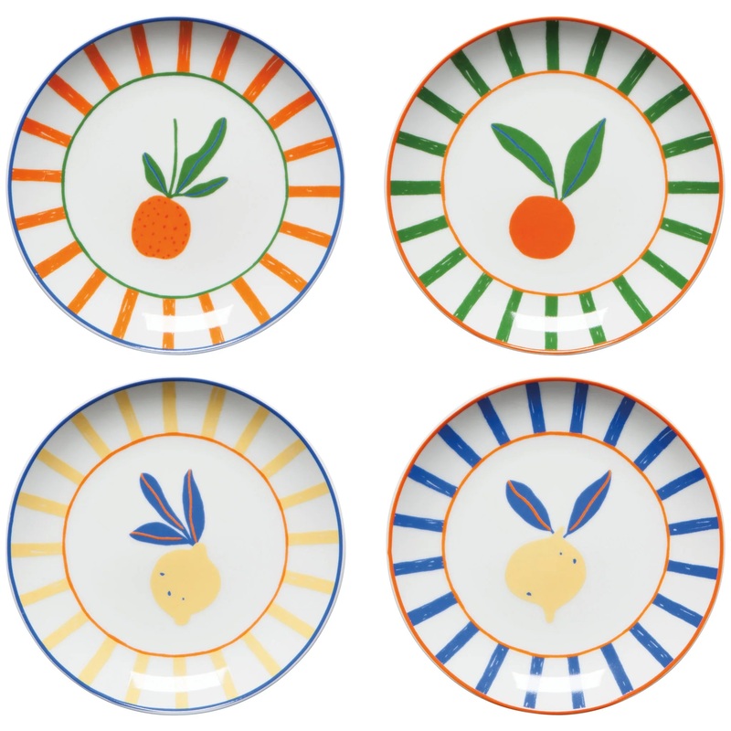 Citrus Burst Appetizer Plates Set 4