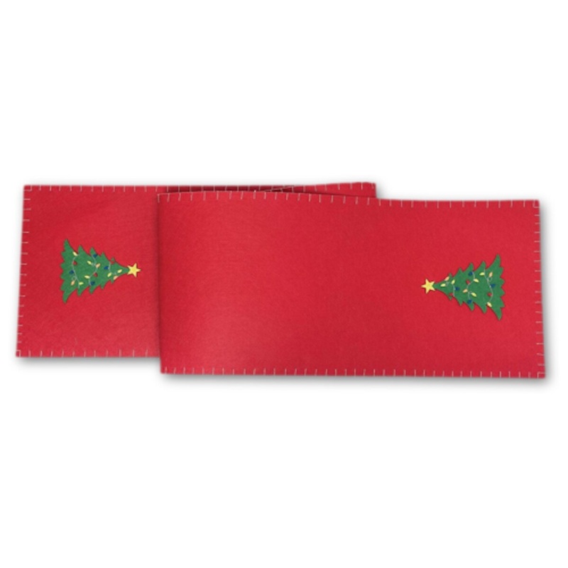 Felt Christmas Tree Table Runner – Red